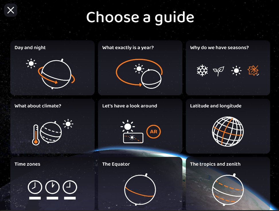 Space & Time app - interactive guides